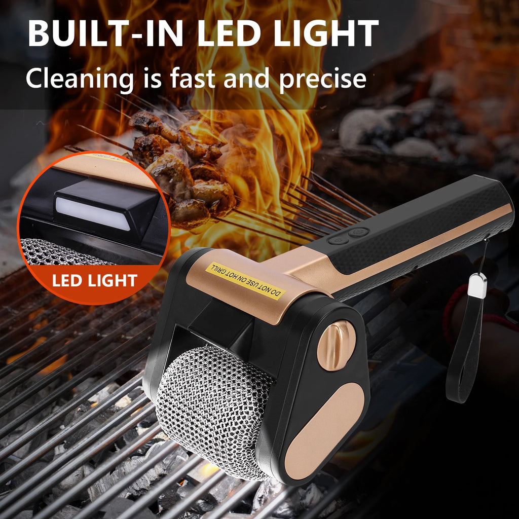 Electric Stainless Steel Grill Brush Rechargeable Roller BBQ Cleaner