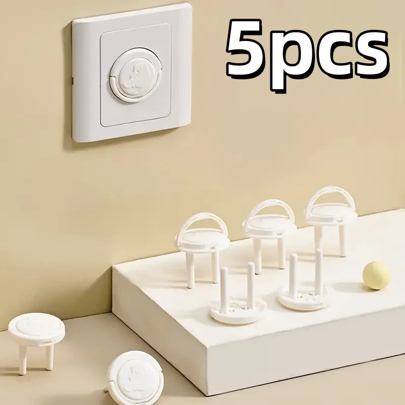 5pcs EU Childproof Socket Covers - Safety Plug Protectors with Pull Rings, Durable Outlet Guards for European Standard Sockets Zpaxo