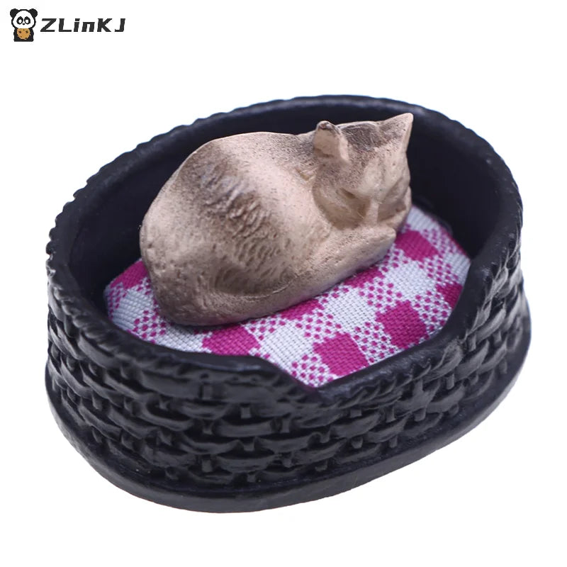 ▶1/12 Dollhouse Simulation Mini Cat Bed Model Dollhouse Living Room Pet Decoration Accessories Micro Scene Construction Props Zpaxo