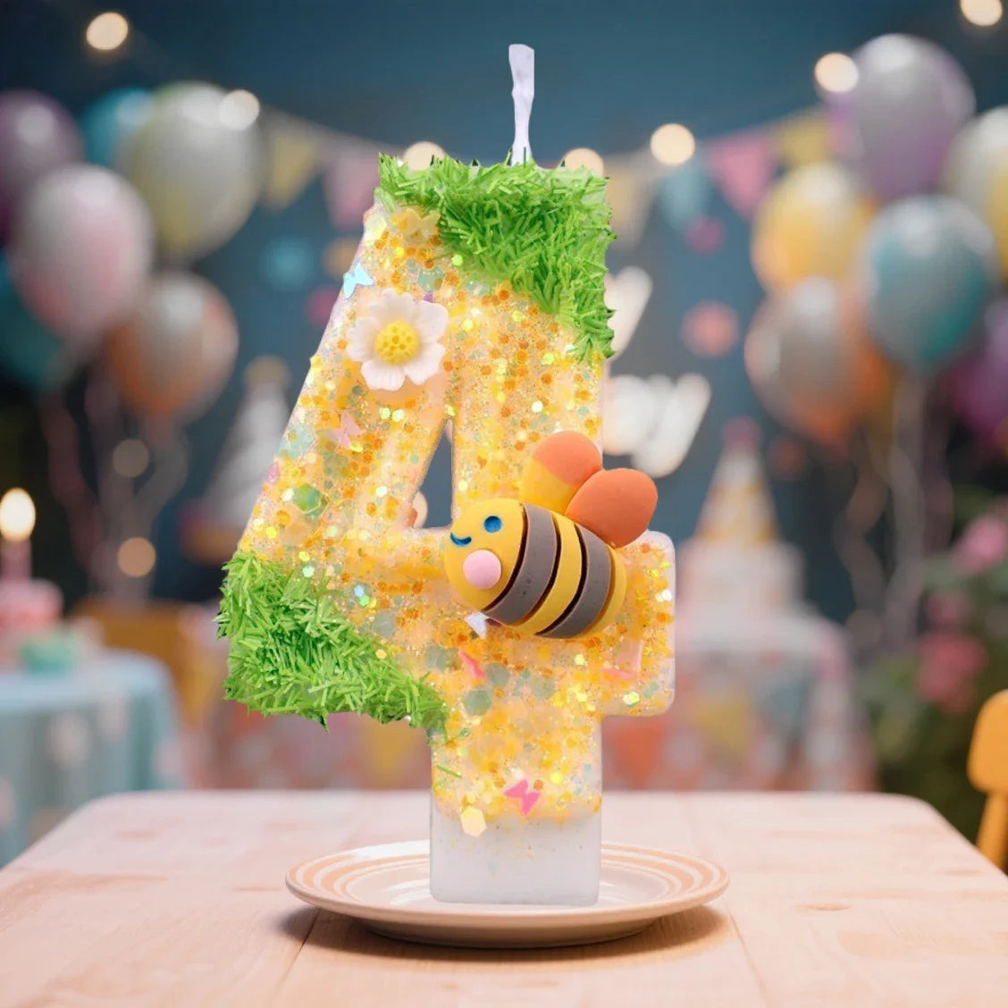 Bee Digital Birthday Cake Candles 0-9 Festive Children's Decorations Zpaxo number 4 B13778E
