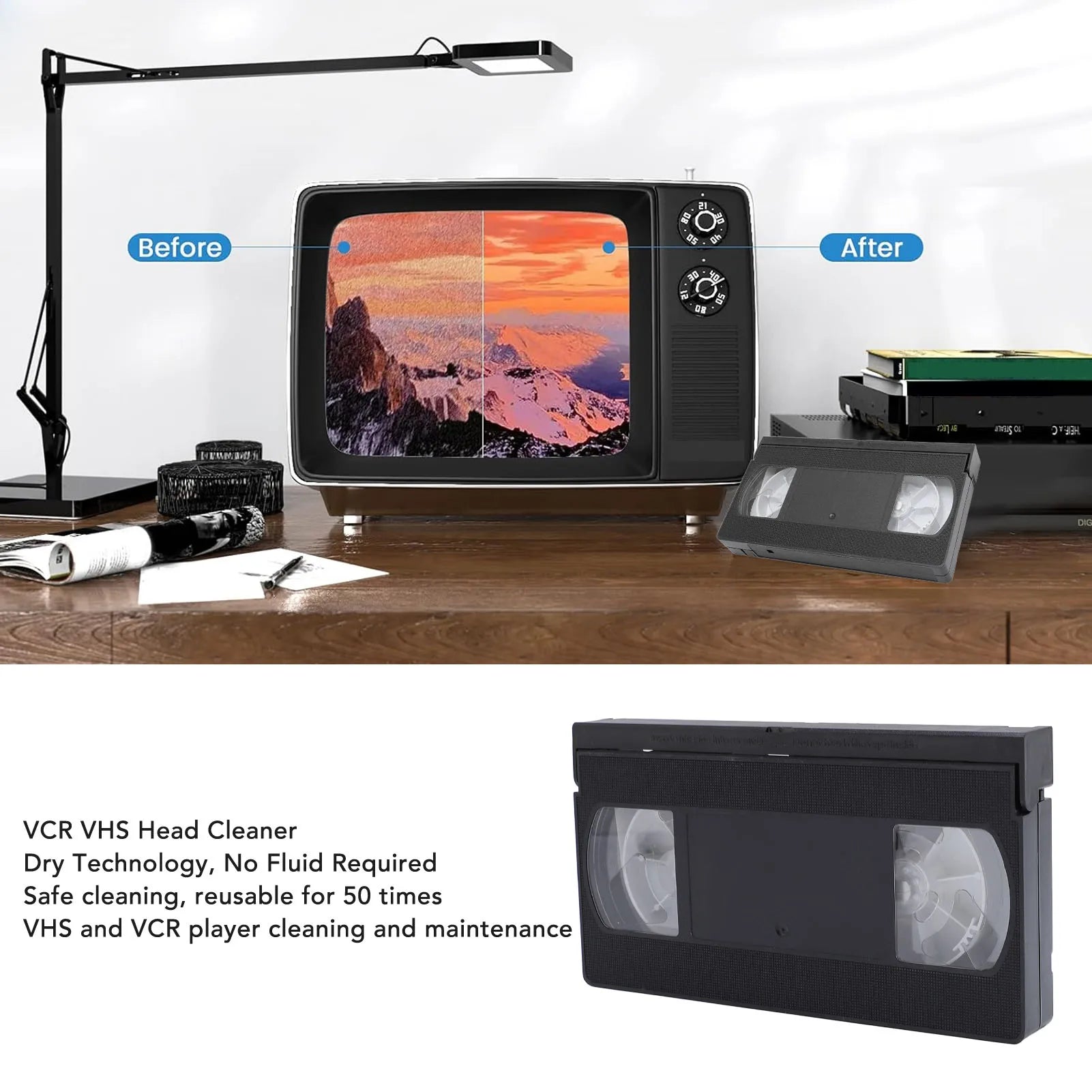 VCR Head Cleaner VHS Reusable Video Player Cleaning Tool Dry