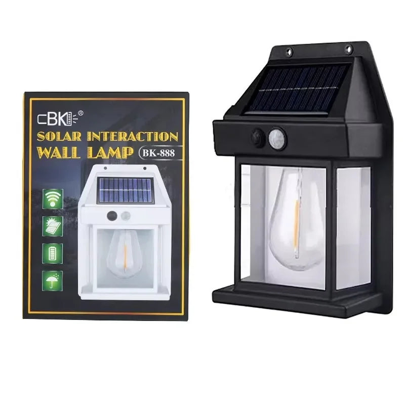 Outdoor LED Motion Sensor Solar Wall Light Tungsten Bulb Energy Zpaxo