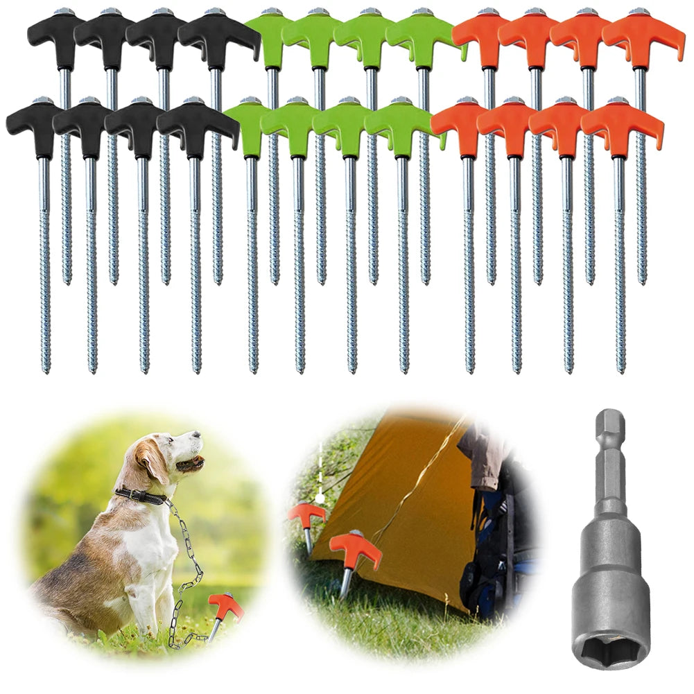 Camping Pegs Drill Hex Socket Stakes Ground Anchors Tent Nail Heavy