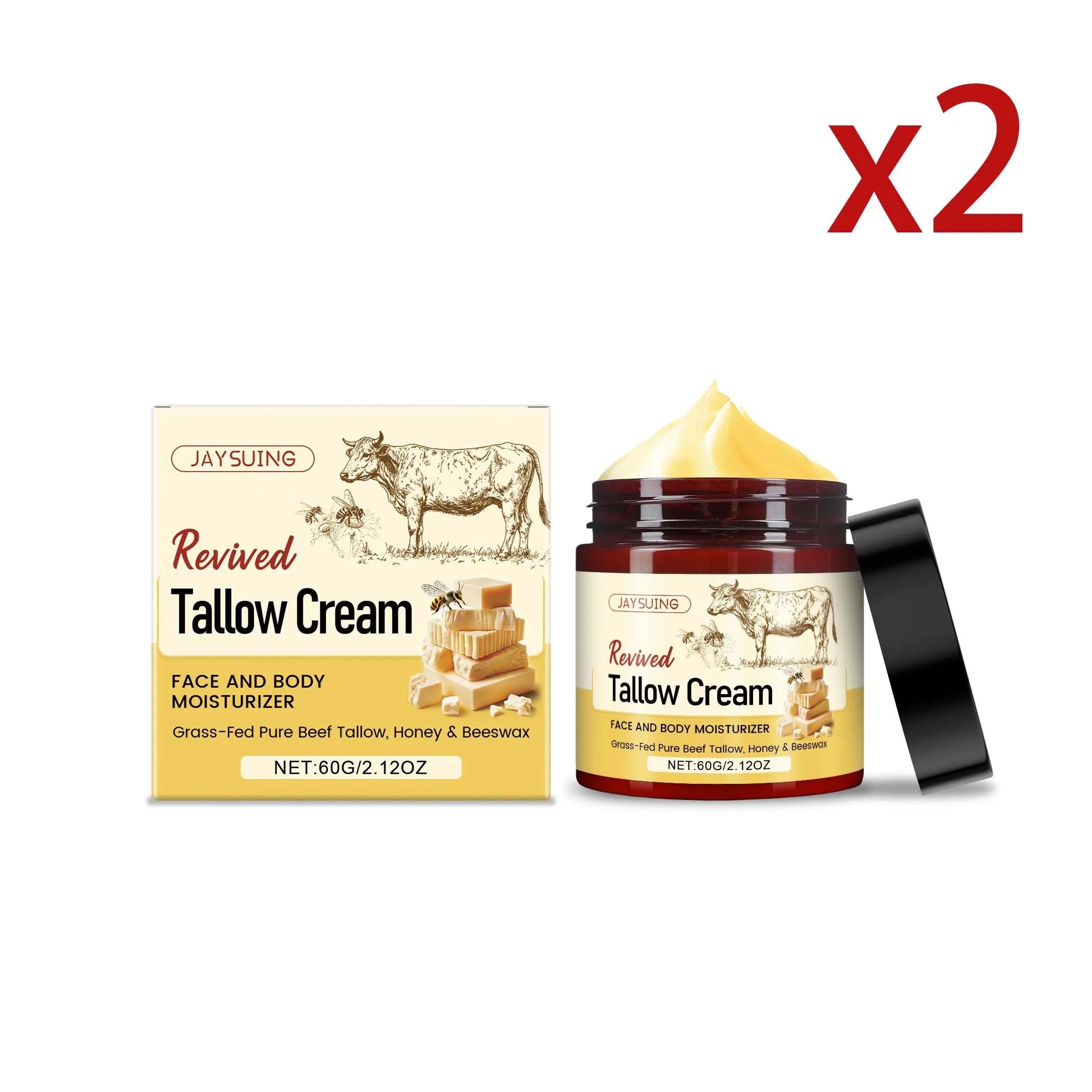 Tallow Honey Moisturizing Cream – Antioxidant Skin Repair 60g Skin Moisturizing Cream Zpaxo 2x60g