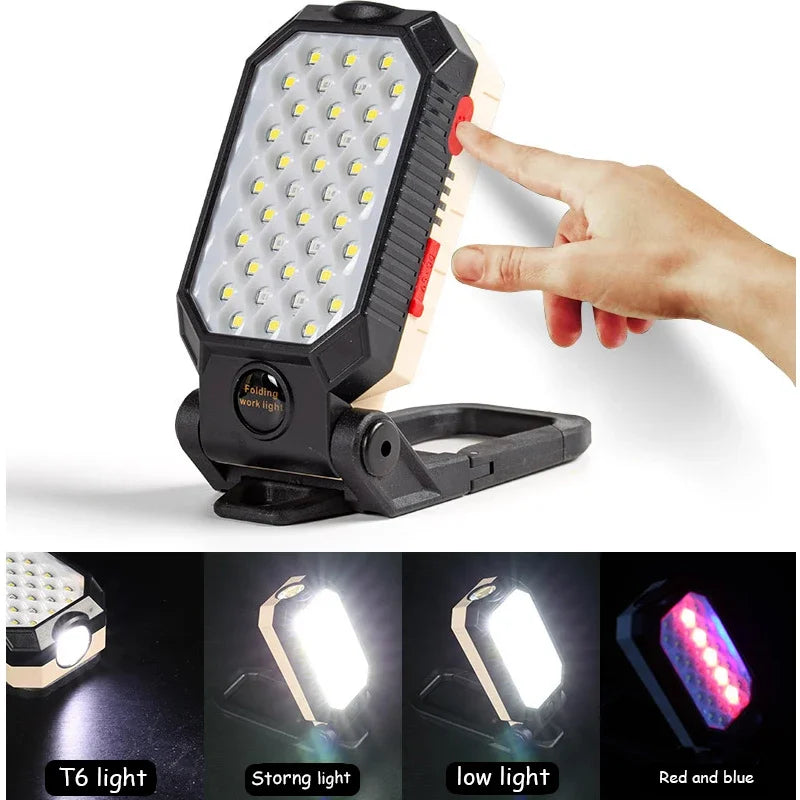 Magnetic LED Work Light – Rechargeable Flashlight & Floodlight