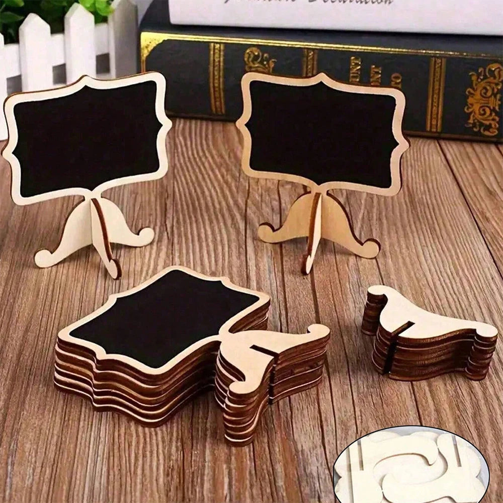 10Pcs Chalkboard Labels With Easel Mini Chalkboard Signs Wooden Chalkboards for Weddings Birthday Message Zpaxo