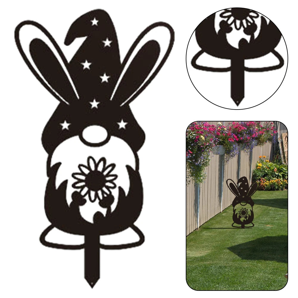 Easter Decor Black Rabbit Silhouette Stake Honey Jar Yard Signs