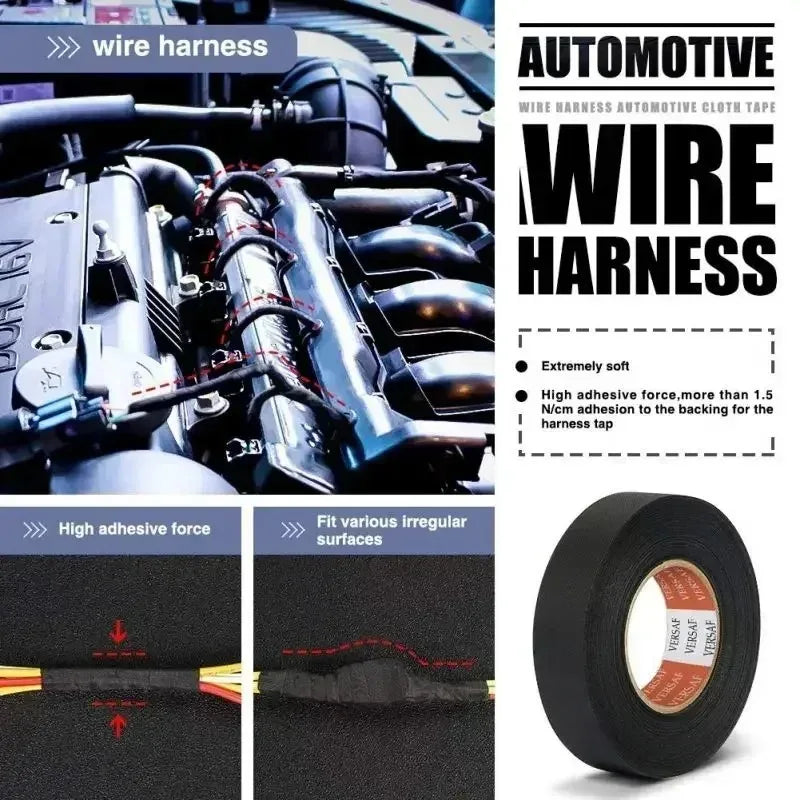 25MM*15M Auto Car Flannel Flannelette Adhesive Tape Wiring Harness Anti Rattle Self Adhesive Felt Tape Auto Repair Tools Zpaxo