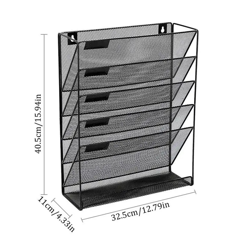 File Organizer Wall Hanging Holder Rack Mail Folder MagazineOffice Paper Document Letter Sorter Mesh Mount Vertical Iron Bin Zpaxo