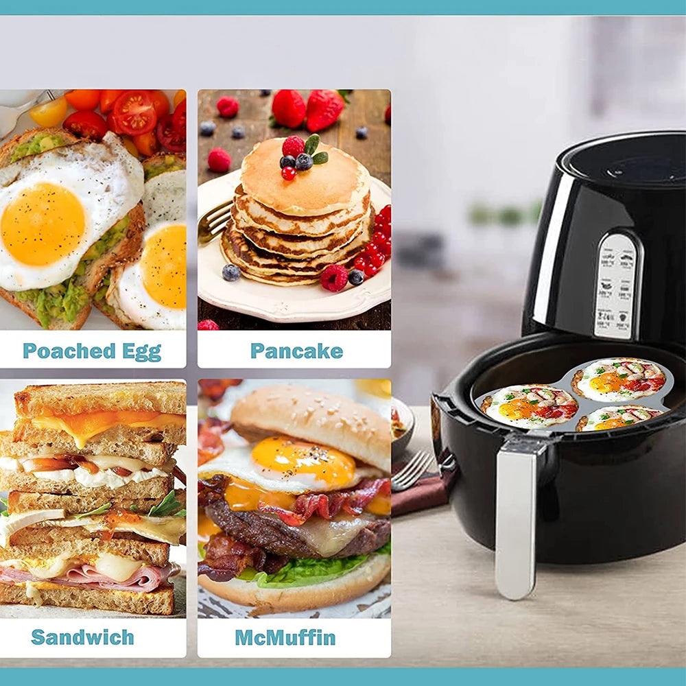 Silicone Egg Mold Air Fryer Egg Pan Reusable 3-Cavity Muffin Cake Baking Mould Kitchen Cooking Accessories Zpaxo