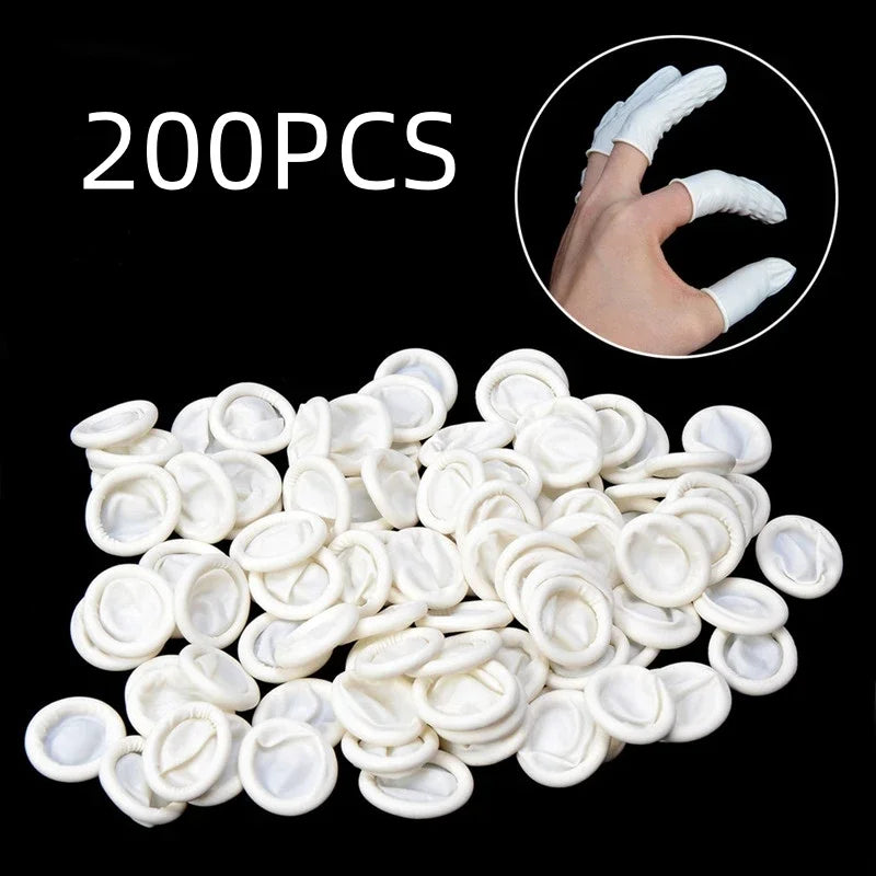 100/200PCS Disposable Finger Cover Rubber Gloves Non-slip Anti-static Latex Finger Cot Fingertip Protector Finger Thumb Sleeve Zpaxo 200 PCS