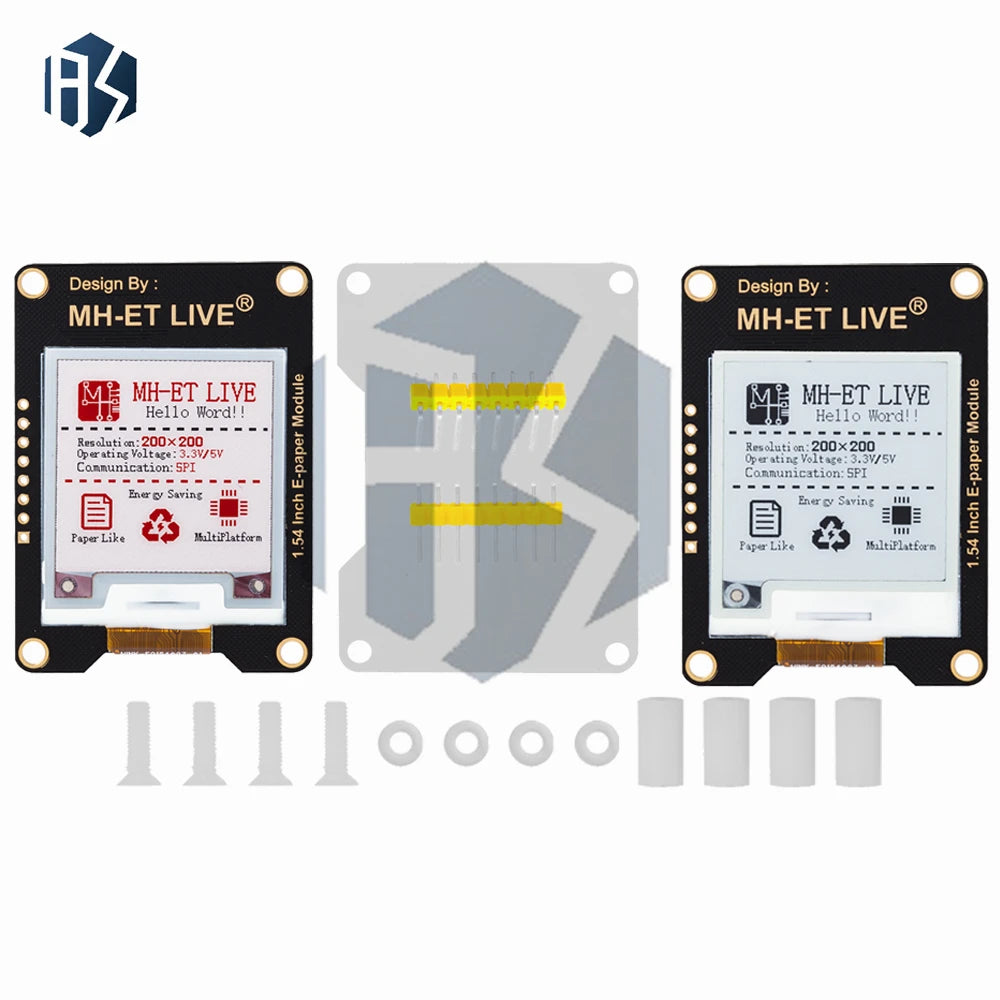 1.54" MH-ET LIVE E-Ink Screen Module, SPI Communication Full/Partial Refresh Multi-MCU Compatible E-Paper Board Zpaxo
