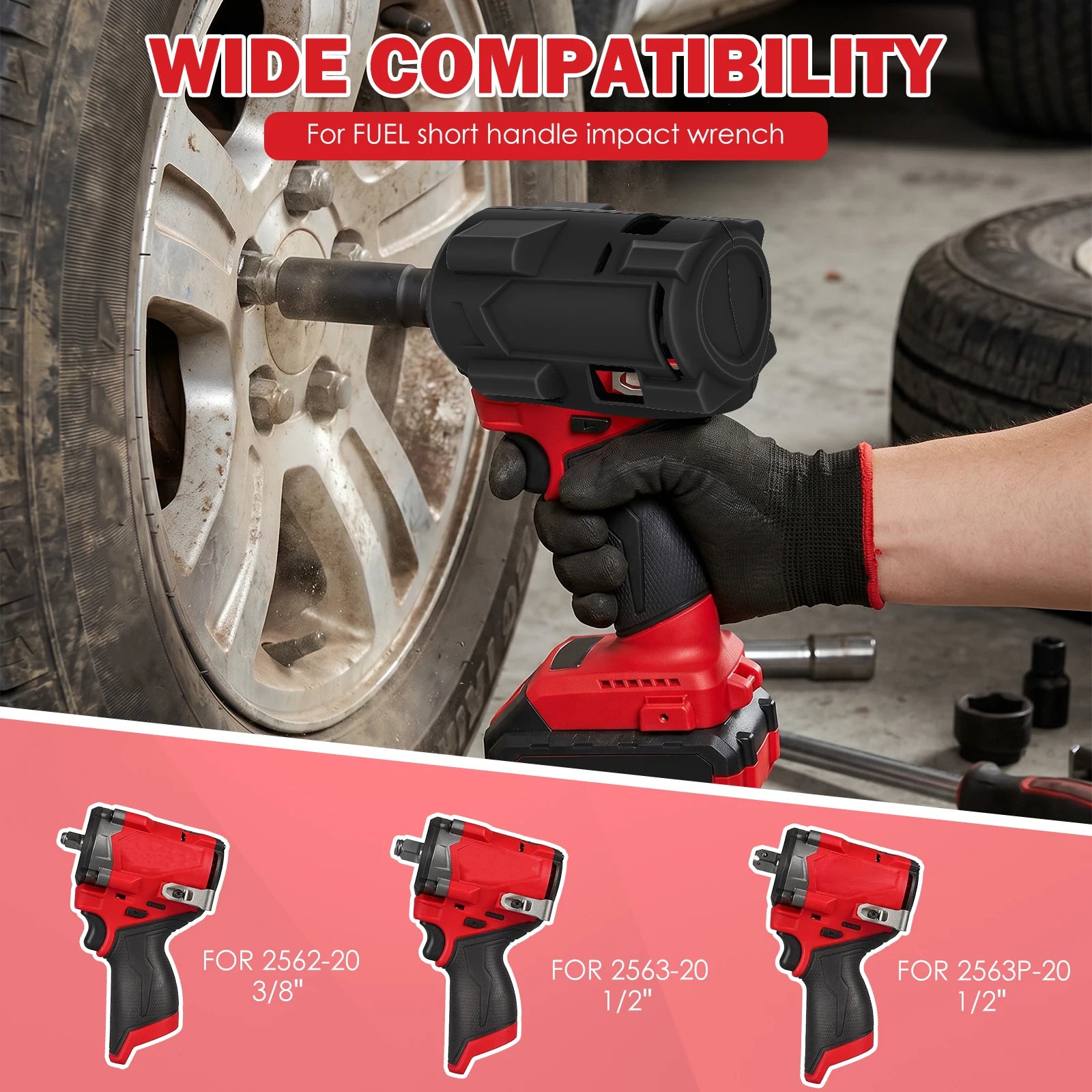 Silicone Protective Boot For Milwaukee M12 Stubby 3/8" & 1/2" M18 Fuel 1/2 Impact Wrench Oil Resistant Guard Case Auto Mechanic Zpaxo
