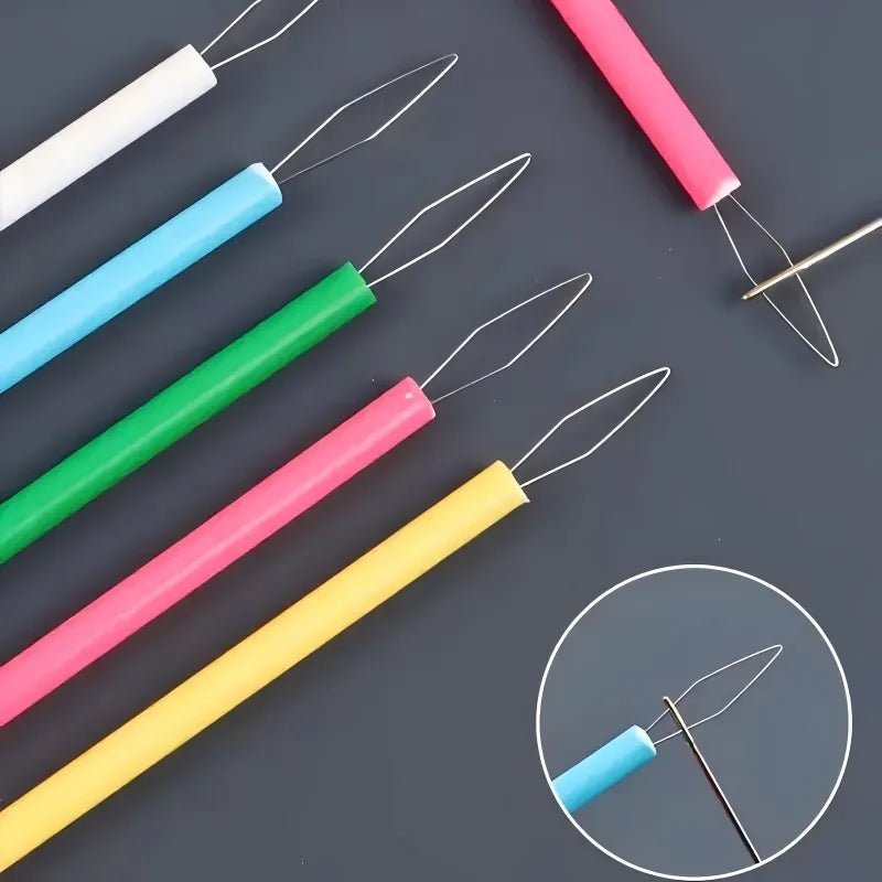 Colorful Plastic Needle Threader Cylindrical Threading Tool Sewing