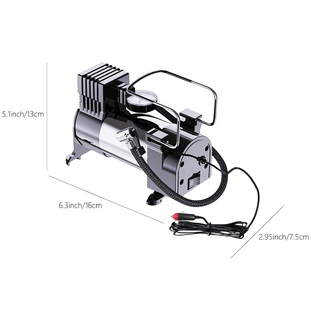 12V Electric Tire Inflator Cylinder Power System Car Pump Heavy Duty