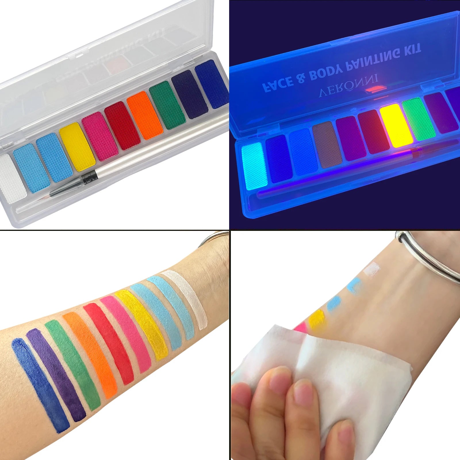 10 Colors UV Luminous Face Body Paint Palette Makeup Non-toxic Zpaxo