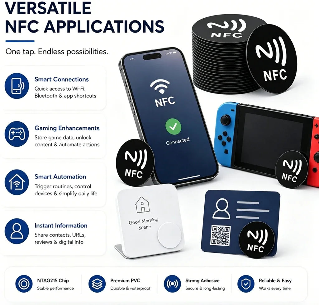 NFC Tags Ntag215 Stickers 13 56 MHZ Rewritable 215 Clear Sticker Zpaxo