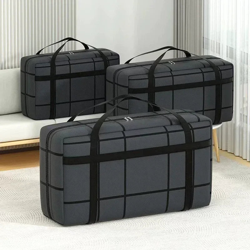 Portable Large Capacity Folding Clothing Storage Bag Hand-Held Duffel Bag Double Zipper Padded Bag Wardrobe Organizer Moving Bag Zpaxo
