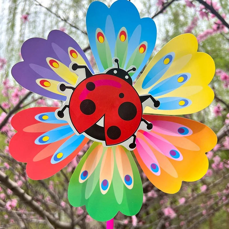 Cartoon Insect Flower Windmill Whirligig Home Garden Decoration Zpaxo one size