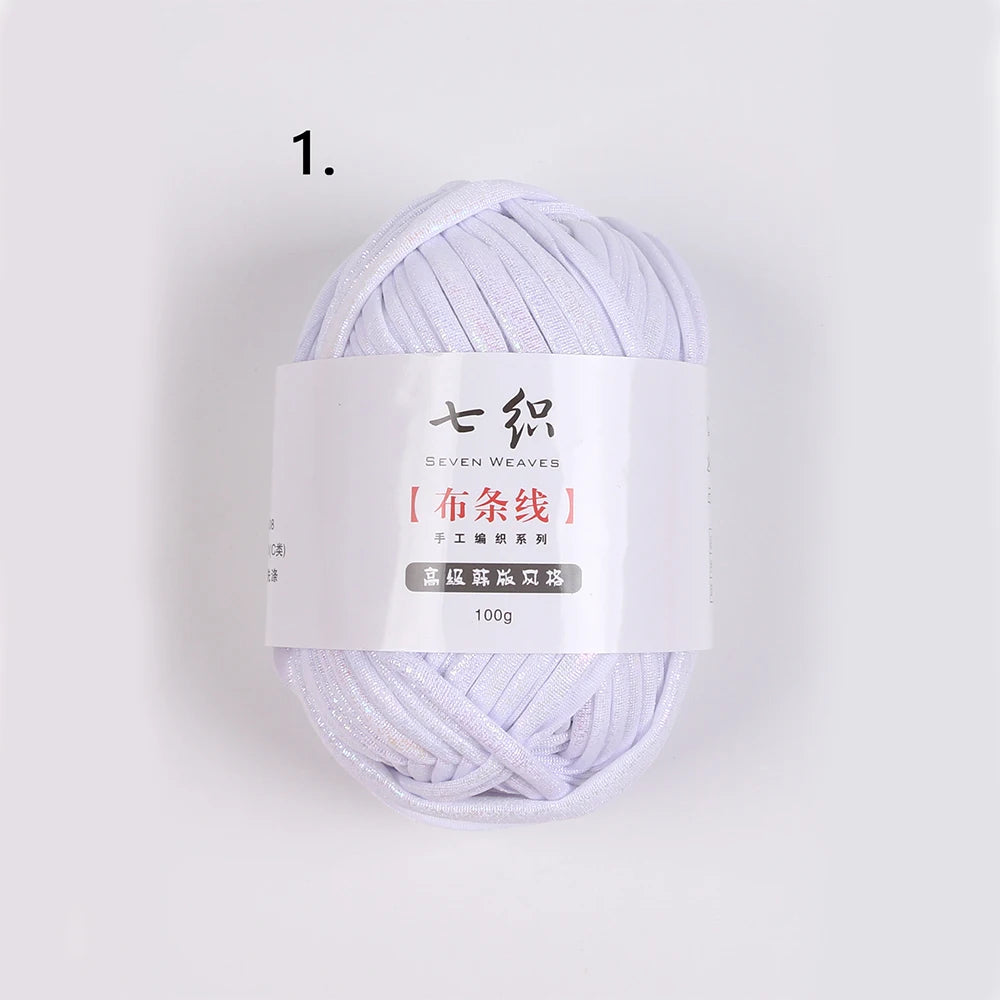 100g/Roll Metallic Crochet Yarn Imitation Leather Shiny Crochet Yarn Fabric Yarn for Knitting T-Shirt Bag Craft Zpaxo White