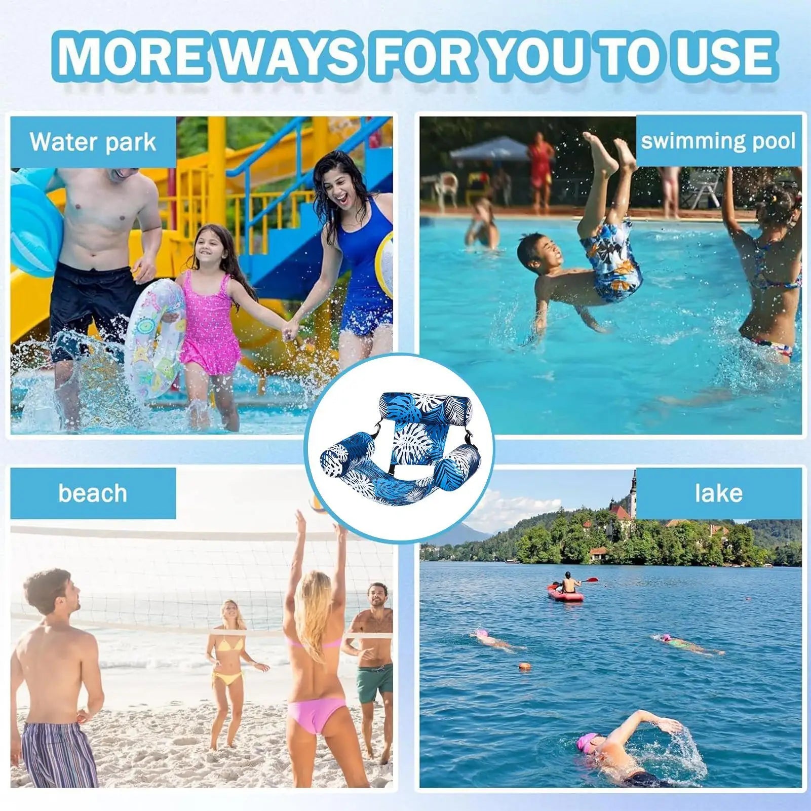 Inflatable Pool Hammock Chair Floating Water Lounge Bed Foldable