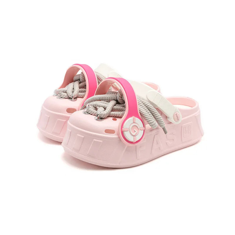 Women's Summer Lace-up Platform Sandals Fashionable 2Way Wear Couples