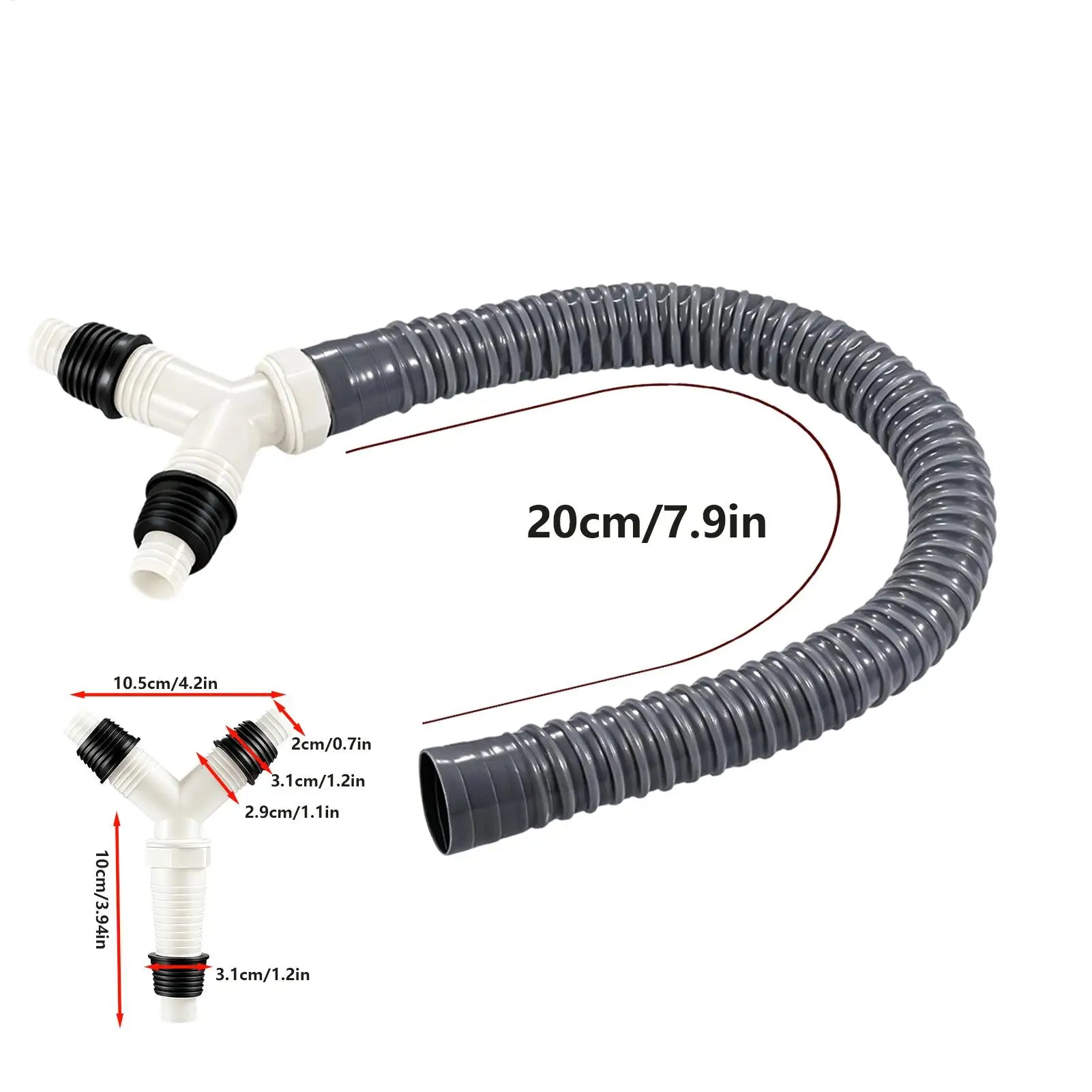 Drain Hose Splitter Y Shape 3-Way Connector 20- Extension Leak-proof