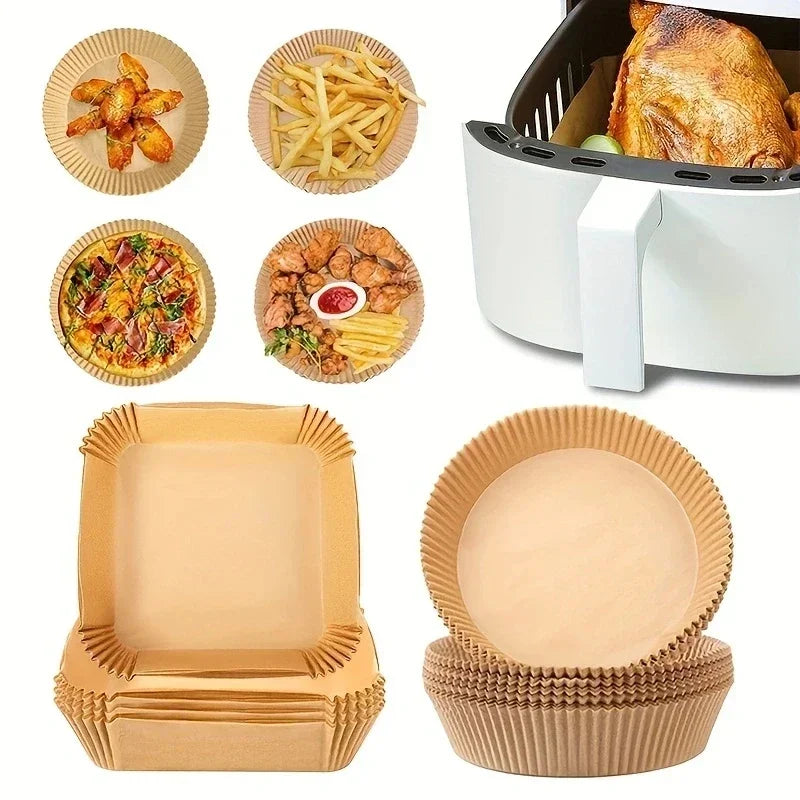 50pcs/Set Air Fryer Disposable Paper Parchment Wood Pulp Steamer Cheesecake Air Fryer Accessories Baking Paper For Air Fryer Zpaxo