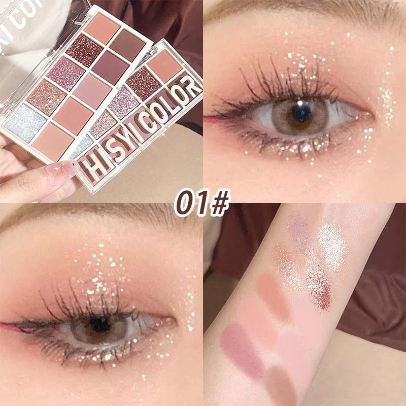 10 Colors Shimmer Matte Eyeshadow Palette Nude Glitter Shiny Pigment Eye Shadow Long Lasting Waterproof Make Up Palette Cosmetic Zpaxo 01