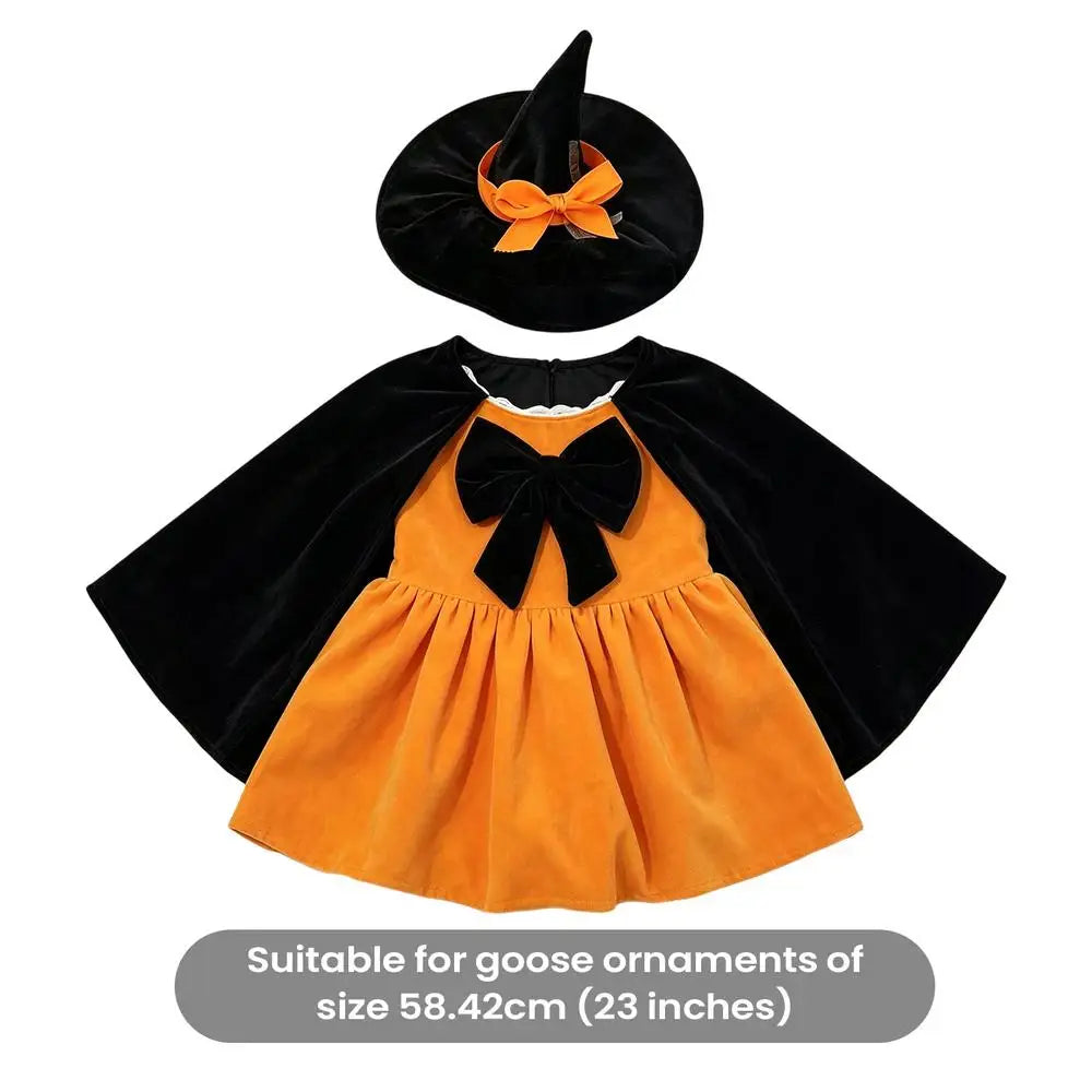 Halloween Goose Outfit Pumpkin Witch Hat Clothing Decor Porch Outfits