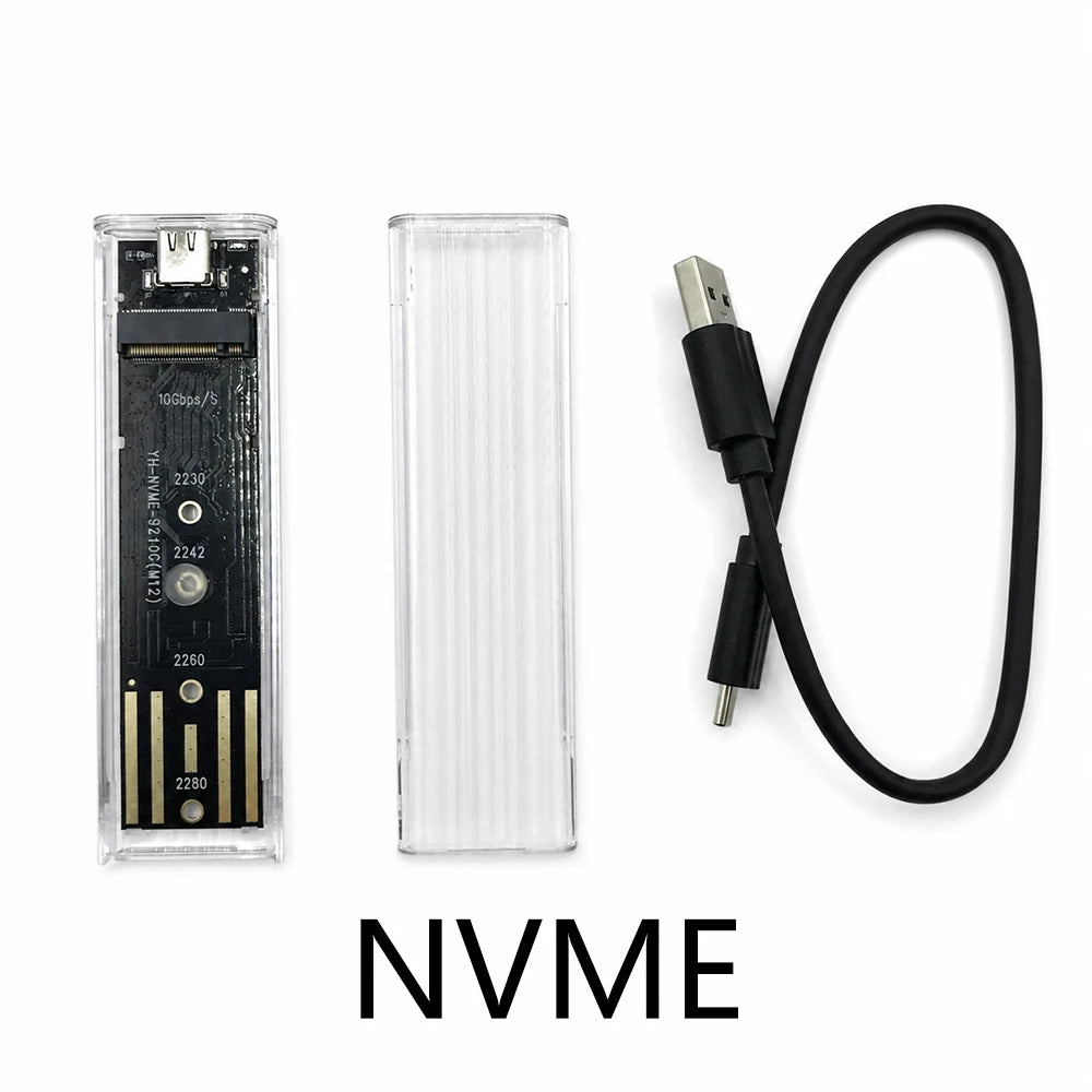 M 2 NVME PCIe NGFF SATA Dual Protocol SSD Case Clear USB C 10Gbps Zpaxo NVME