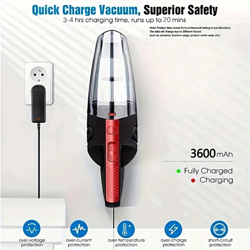 Portable Wireless Vacuum Cleaner Powerful Suction Rechargeable Handheld Vacuum Cleaner Quick Charge for Car Home Pet Hair Zpaxo