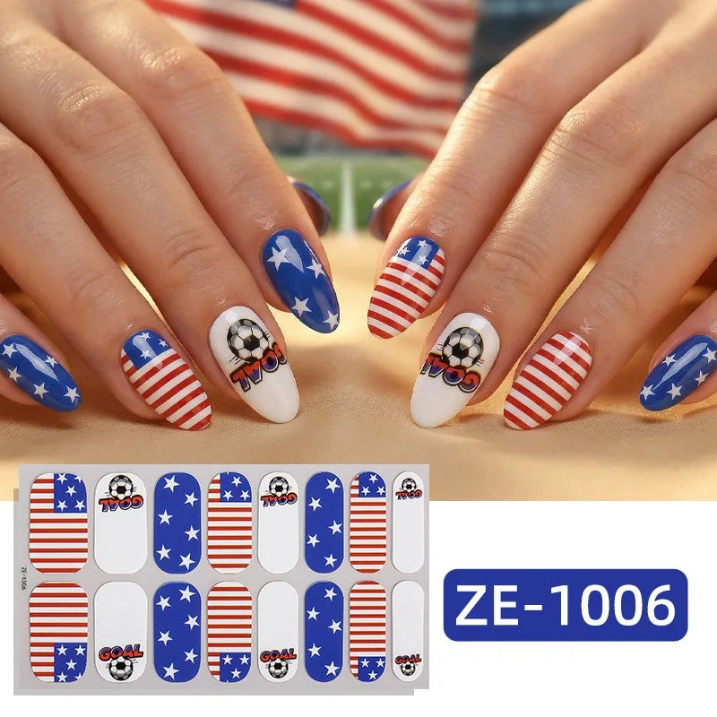 National Flag Theme Nail Stickers Soccer Nation Decals Ball Fans Zpaxo ZE-1006