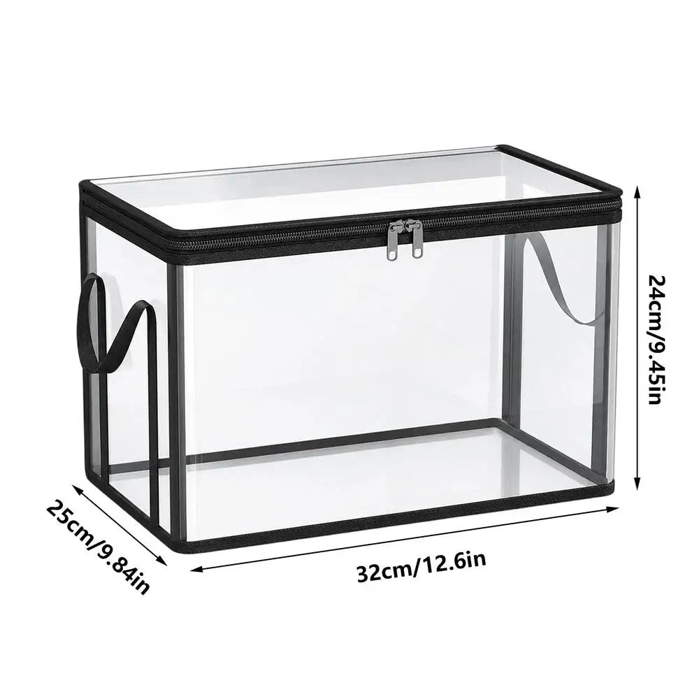 Clear Plastic Book Storage Box Large Capacity Stackable Organizer
