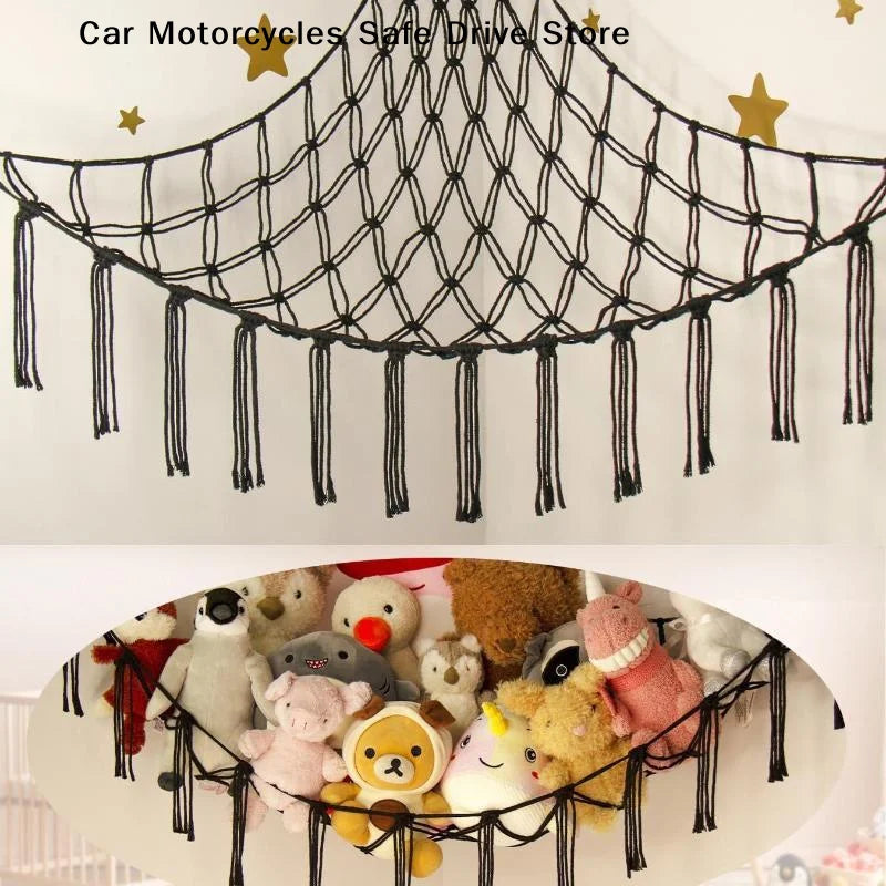 MBoho Toy Hammocks Wall Corner Hanging Storage Net Woven Tassel