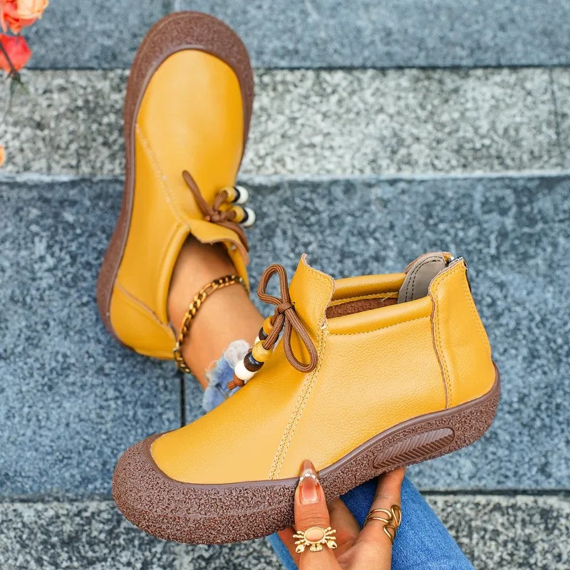2025 New Women Boots Plus Size Comfortable Ankle Boots Retro Brand Fashion Boots Ladies Autumn Winter Soft Leather Shoes Women Zpaxo