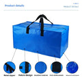 2PCS 95L Large Capacity Foldable Storage Moving Bag Bluezip-up Hand Woven Packaging Bag Customizable Oval Shape Home Goods Zpaxo Blue 2pcs