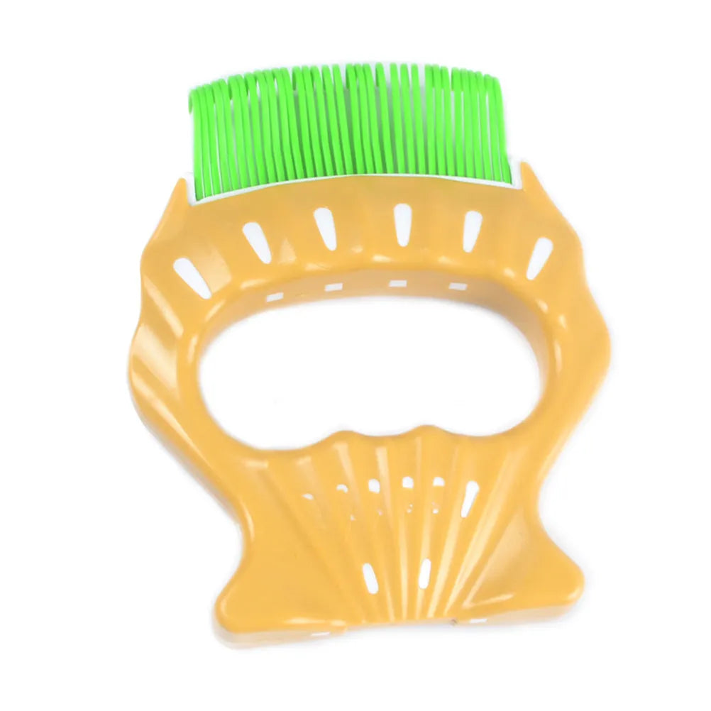 Green Rubber Pet Grooming Brush Shell Shape Design Massage Comb Dogs