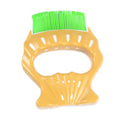 Green Rubber Pet Grooming Brush Shell Shape Design Massage Comb Dogs