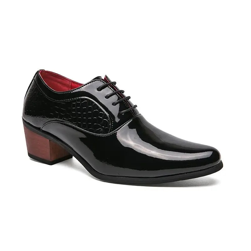 Pointed Heel Leather Shoes Men British Business Casual Heightened Zpaxo