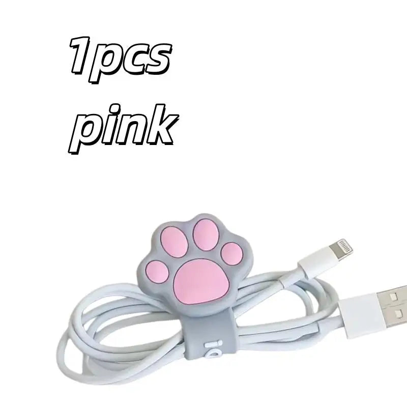 1pcs Cat Paw Cable Winders – Spiral Organizer for Earphone, Charging Cables, Portable & Practical Zpaxo 1pcs pink