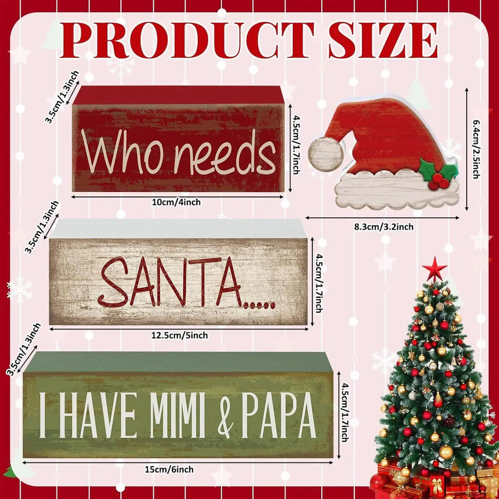 Christmas Tier Tray Decor 4 Stackable Table Centerpieces Wooden