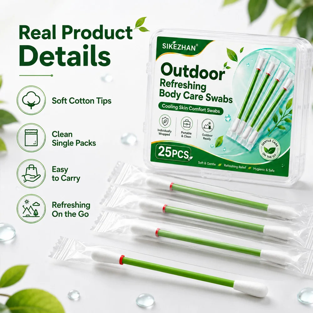 SIKEZHAN Outdoor Camping Refreshing Body Care Swabs Disposable Cooling Skin Comfort Sticks for Hiking Travel Picnic 25PCS Zpaxo
