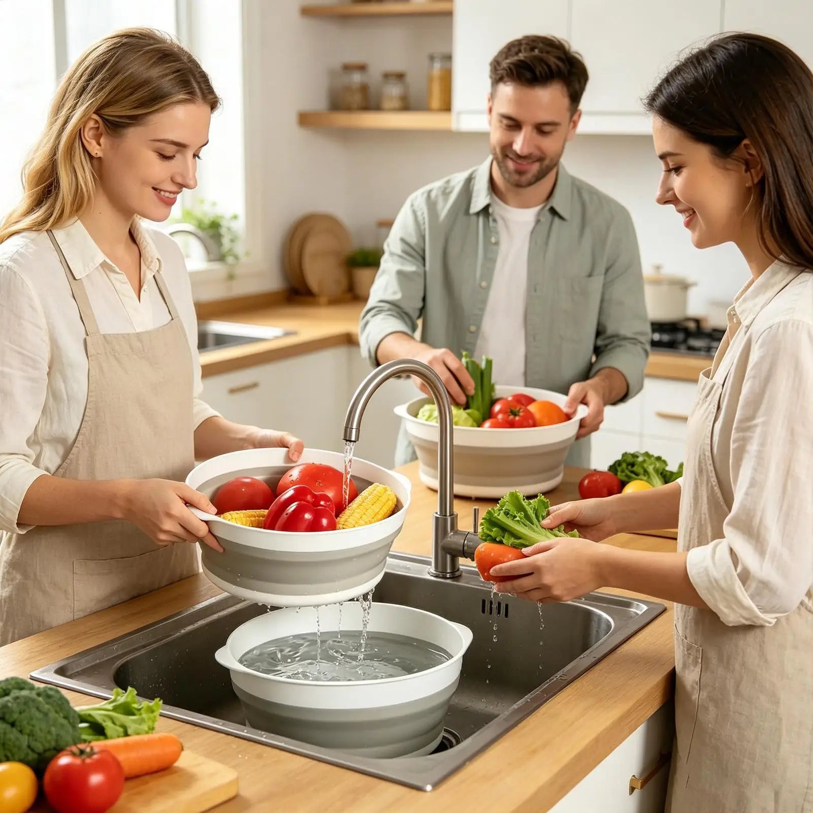 Foldable Strainer Double-layer Fruit Washing Kitchen Parents Daily