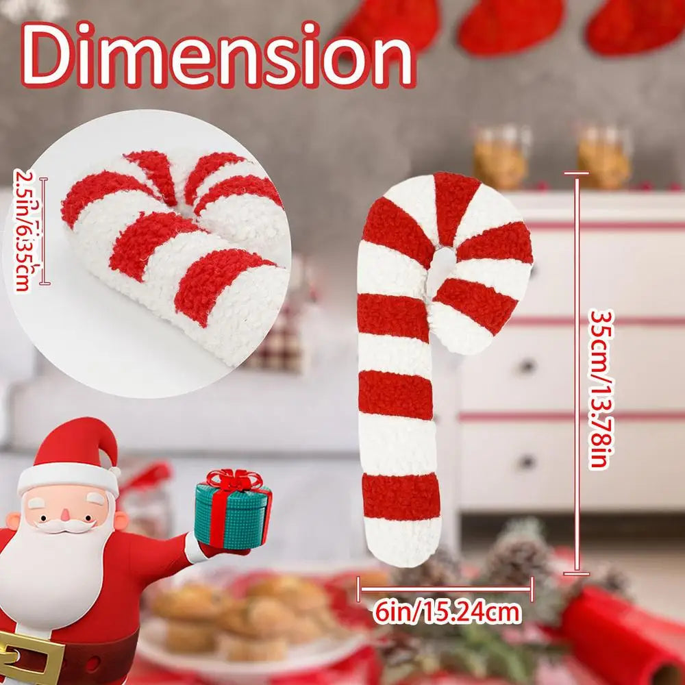 Candy Cane Pillow Christmas Holiday Plush Soft Decorative Cushion Zpaxo 35cm