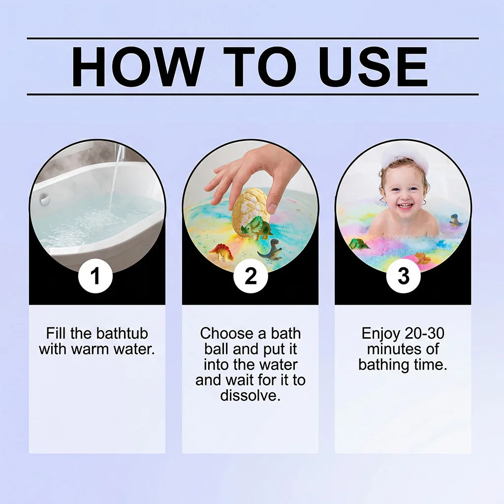 Dinosaur Egg Bath Bombs with Surprise Toys – 6-Pack Kids Gift Kids Bath Bombs Zpaxo