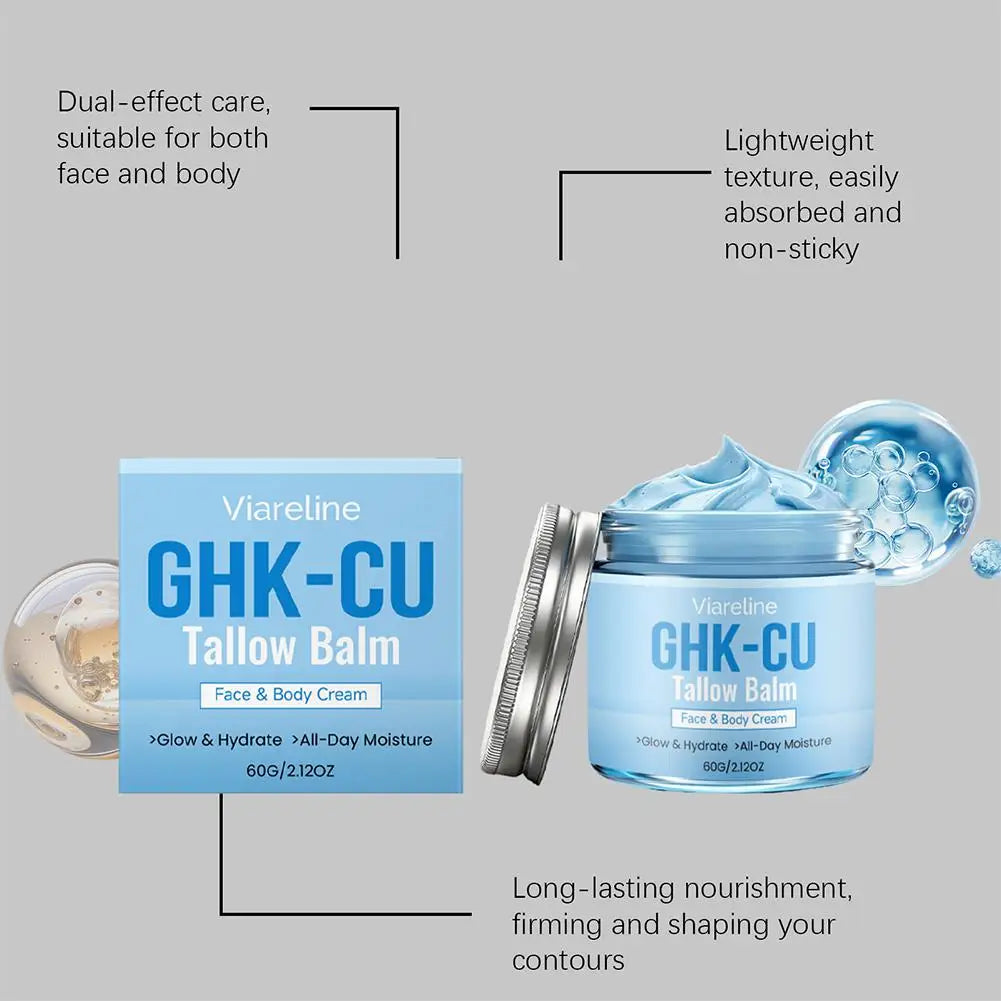 Natural GHK CU Copper Peptide Tallow Balm Blue Cream Deep Hydrating Brightening Moisturizer For Face And Body Dry Sensitive Zpaxo