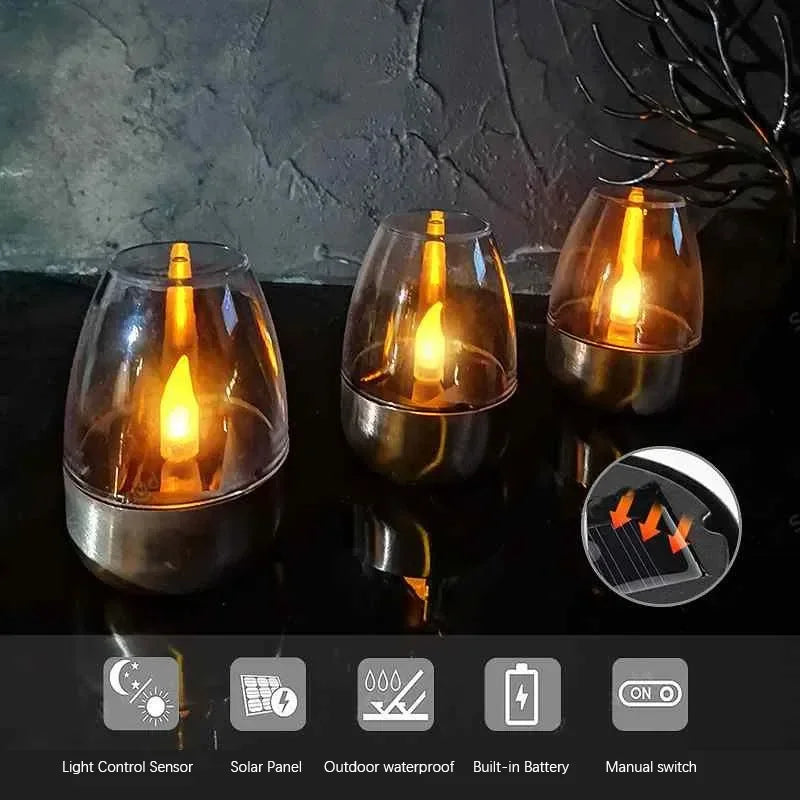 Solar Candles Wine Glass Lights Outdoor Waterproof LED Lawn Courtyard Zpaxo