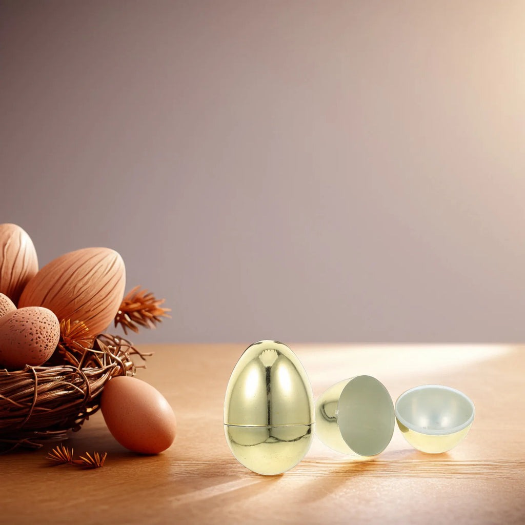 Golden Plastic Easter Eggs Fillable Candy Boxes Party Decorations