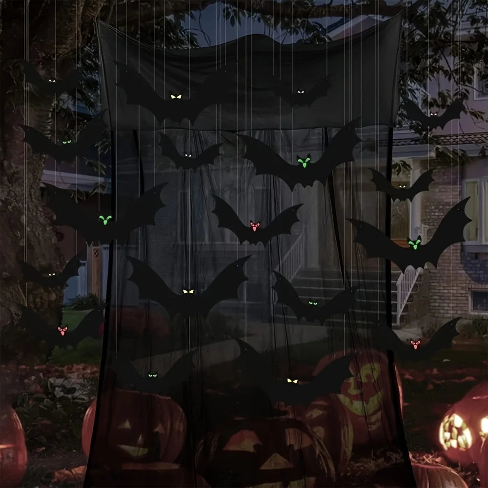 Hanging Bats Halloween Outdoor Decor Large Flying Plastic 3 Sizes